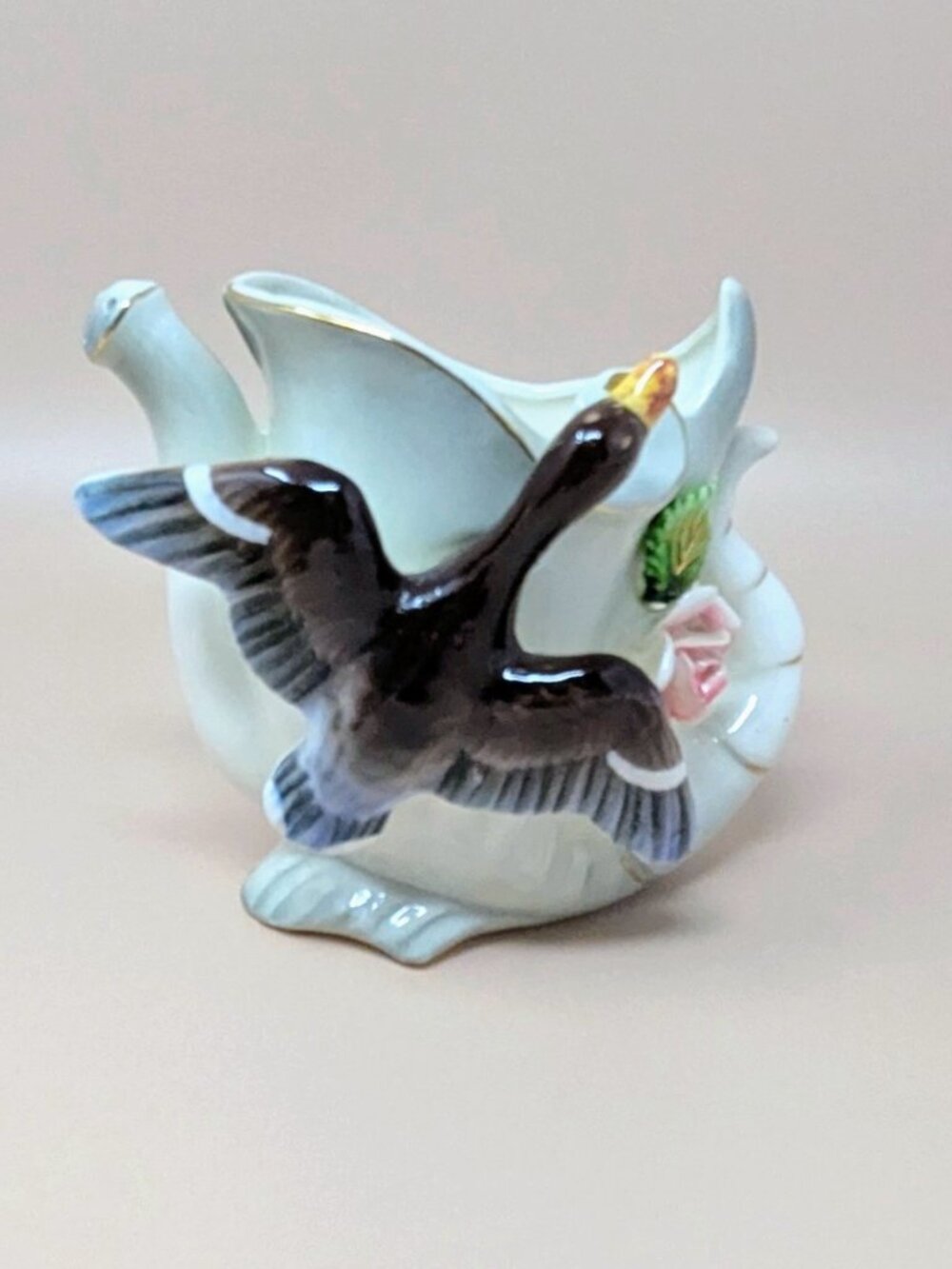 1950s Thames Japan Duck Ceramic Watering Can Figural Vase
